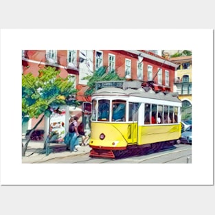 Yellow Lisbon Tram Posters and Art